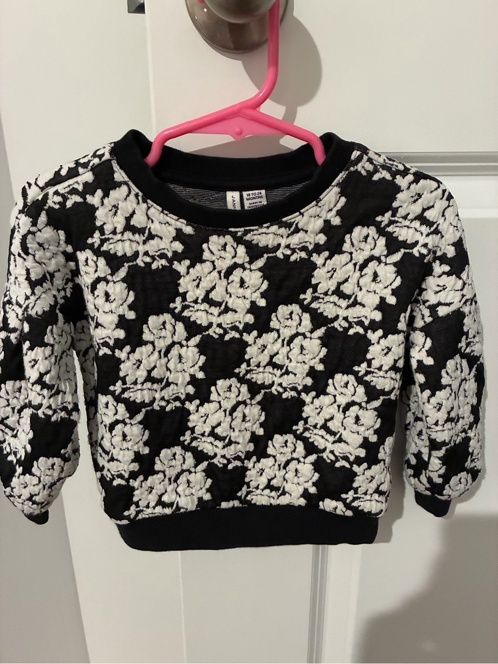 Janie and Jack Black and White Floral Sweatshirt